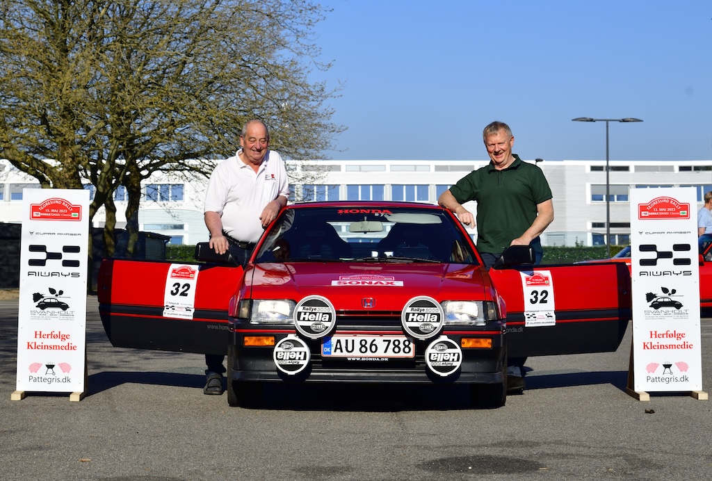 Niels Erik Jørgensen fra Assens og Arne Pagh fra Strib er regerende mestre i deres Honda Civic CRX fra 1986.
(Foto: Intercom)
